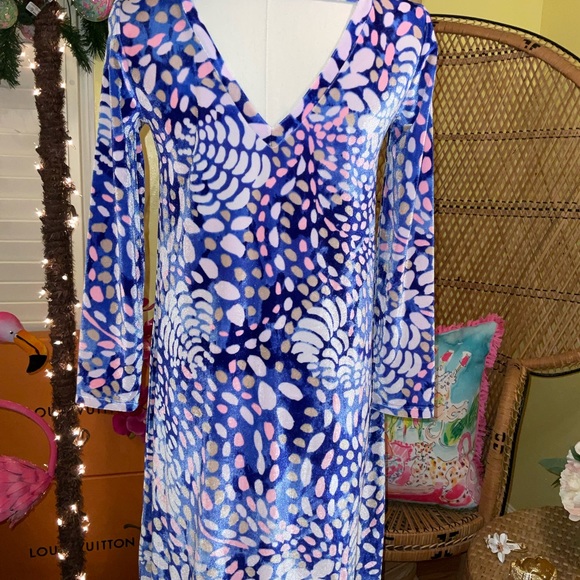 Lilly Pulitzer Olive Velour Dress Sparkling Grotto Size XXS ,XS - Picture 3 of 16
